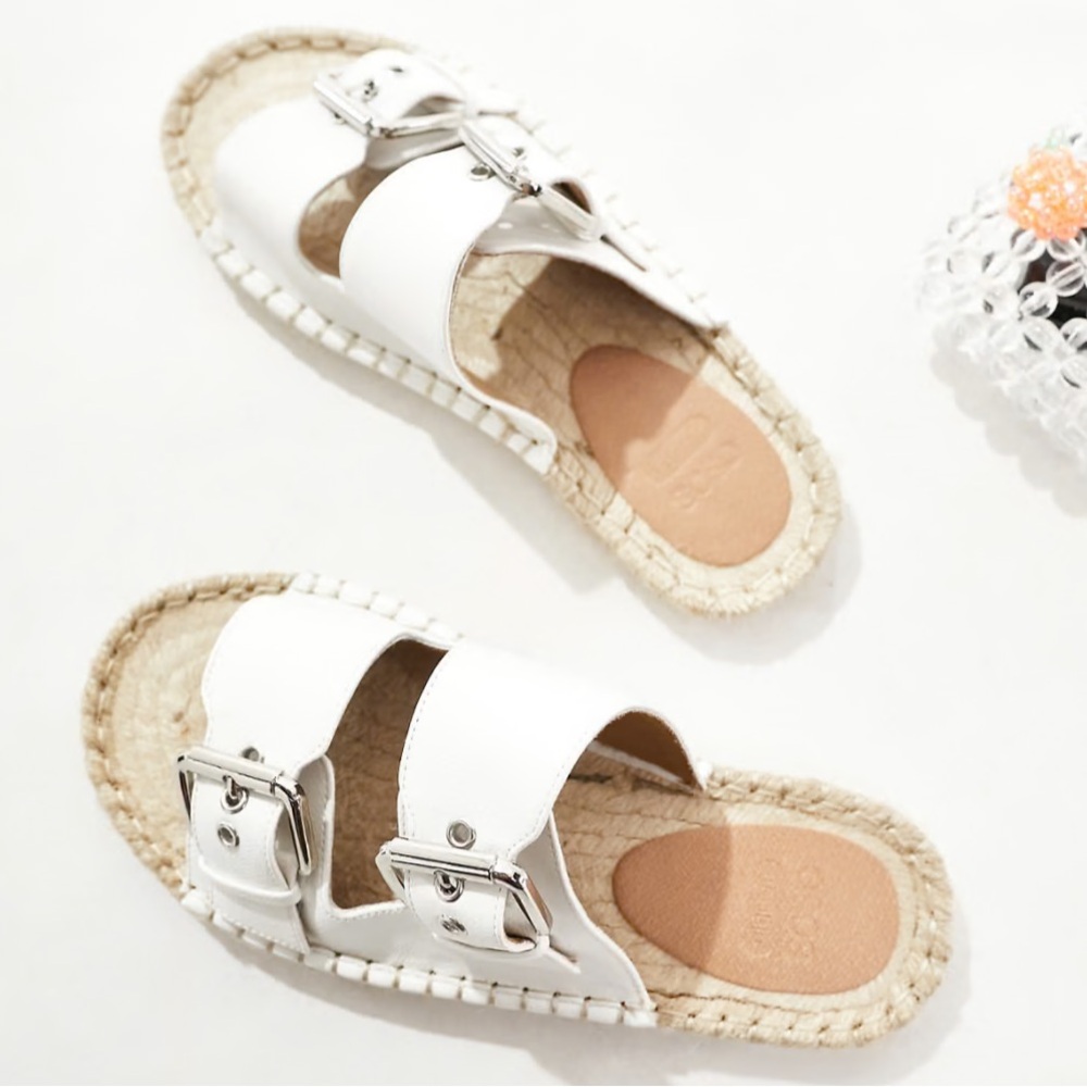 ASOS White Espadrille Sandals with Buckles